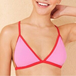 Wild Fable Triangle Bikini Top Textured Pink Red Size S